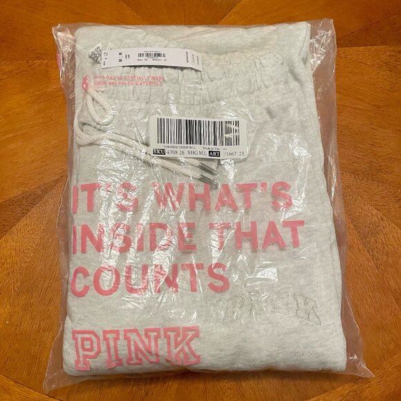 PINK Victoria's Secret Ivy Fleece Shimmer Wide-Leg Split-Hem Sweatpants - NWT - Picture 2 of 5